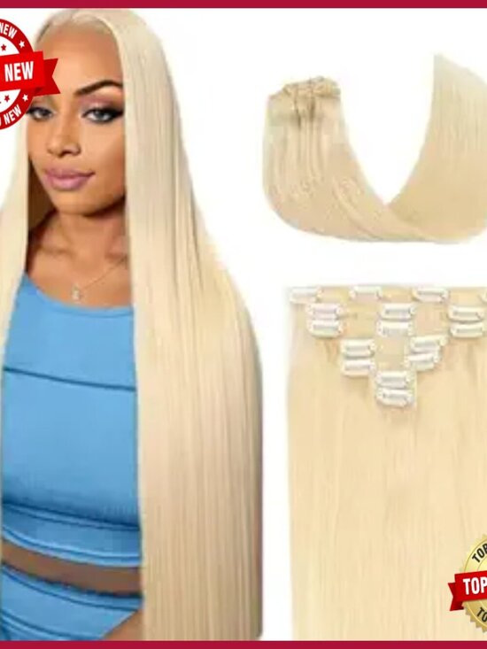 32 Inch Clip-In Human Hair Extensions, 120g 7pcs Set for Volume & Length main image 4